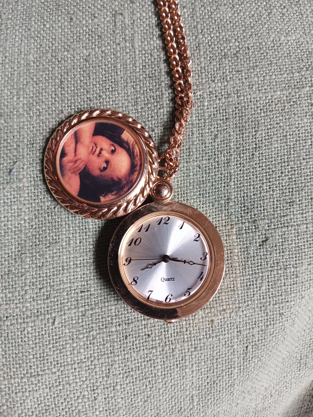 Vintage Seiko Rose Gold Portrait Locket Pendant Watch Necklace